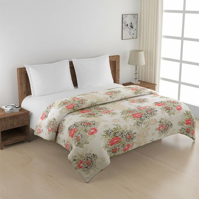 Cream Cast Floral Comforter  |   Comforters & Ac Quilts Bedding Beige