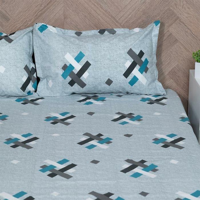 Criss Cross Chrome Bedsheet  |   Geometric Bedsheets Bedsheets Blue