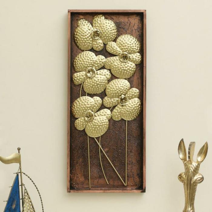 Croda Floral Wall Accent  |   Wall Accents Wall Accents Gold, Brown