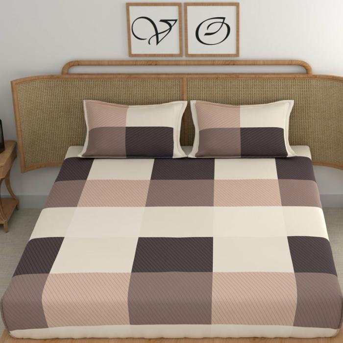 Crossover Printed Bedsheet  |   Geometric Bedsheets Bedsheets Beige, Brown