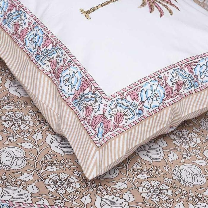 Cyan Indo  |   Floral Bedsheets Bedsheets Brown, White