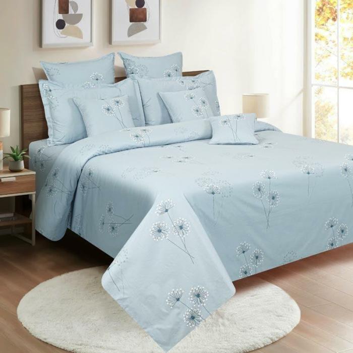 Dandelion Wonder Bedsheet  |   Floral Bedsheets Bedsheets Blue