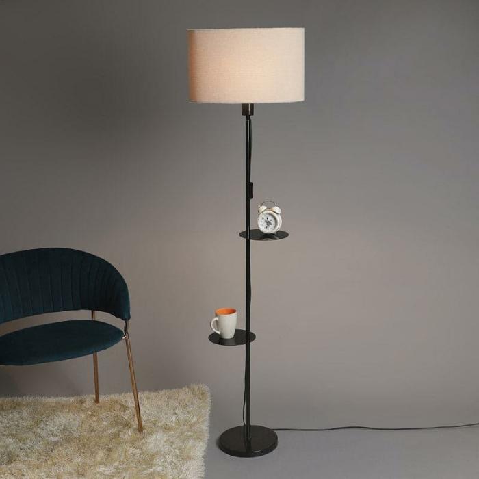 Davina Mirage Floor Lamp With Shelf  |   Floor Lamps Floor Lamps Beige, Black