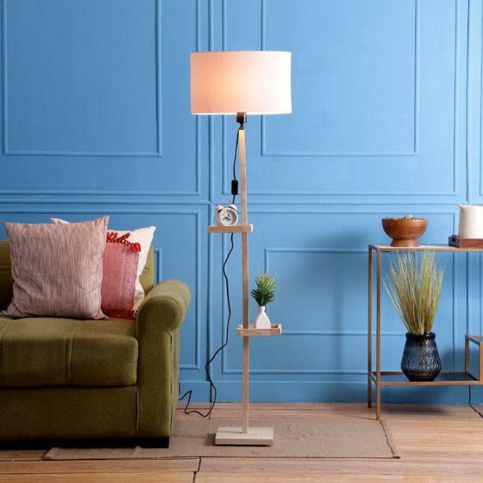 Davina Moga Floor Lamp With Shelf  |   Floor Lamps Floor Lamps Beige