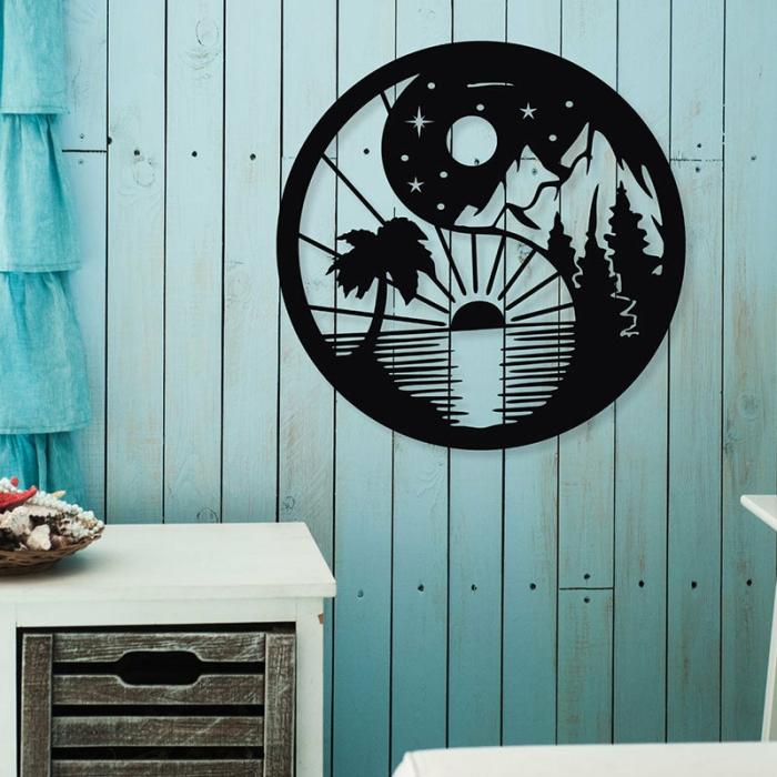 Day And Night Yin Yang Wall Art  |   Wall Accents Wall Accents Black