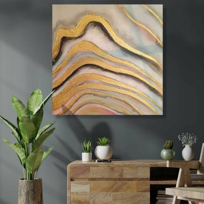 Deluru Wave Wall Painting  |   Wall Art & Paintings Wall Art & Paintings Beige, Grey