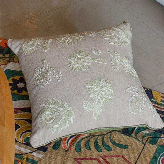 Dew Drops Embroidered Cushion Cover  |   Embroidered Cushions Cushion Covers Embroidered Cushions