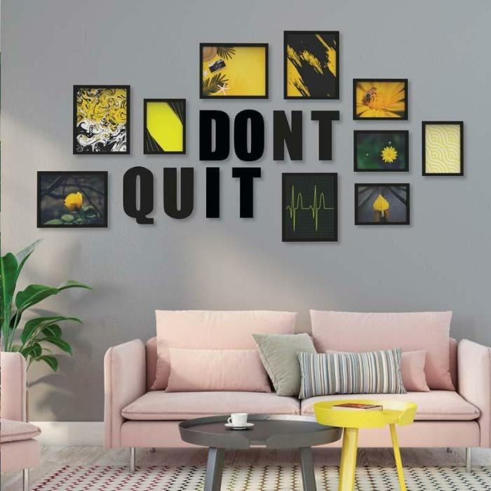 Don’T Quit Photo Frame Collage – Set Of Ten  |   Photo-Frames Photo-Frames Black, Yellow