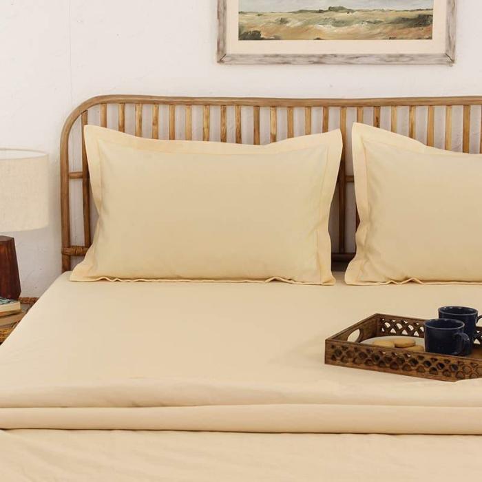 Dreamy Delight Bedsheet  |   Solid Bedsheets Bedsheets Beige