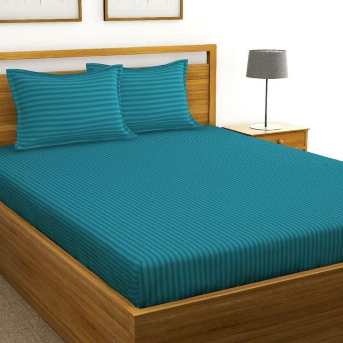 Duesa Striped Bedsheet  |   Solid Bedsheets Bedsheets Blue