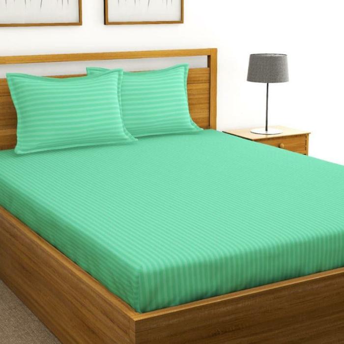 Duesa Striped Bedsheet  |   Solid Bedsheets Bedsheets Green