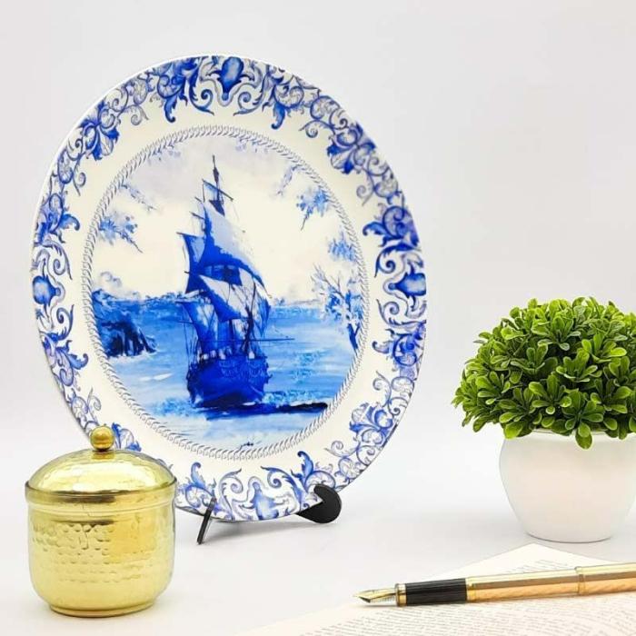 Dutch Pottery Ship Inspired Decorative Plate  |   Wall Plates Wall Decor Blue