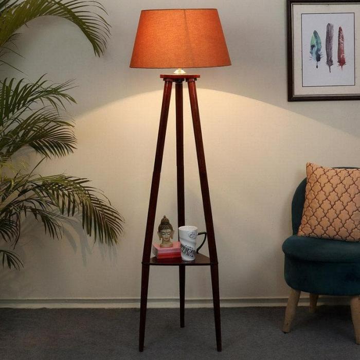 Eartha Bariso Floor Lamp With Shelf  |   Floor Lamps Floor Lamps Floor Lamps