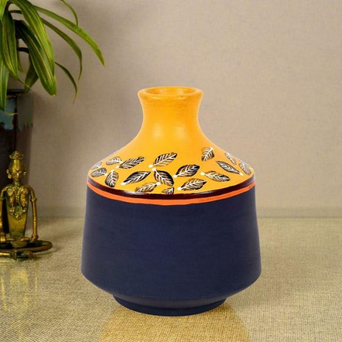 Eeshan Tribal Terracotta Vase  |   Vases Showpieces, Vases & Accent Bowls Black, Gold