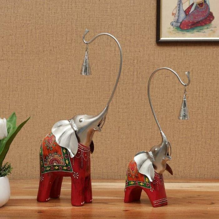 Elephant Fun Showpiece – Set Of Two  |   Showpieces Showpieces Multicolor