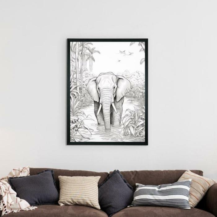 Elephant Sketch Wall Art  |   Wall Art & Paintings Wall Art & Paintings Black, White