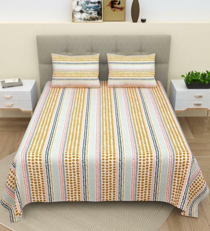 Enerence Striped Bedsheet  |   Geometric Bedsheets Bedsheets Geometric Bedsheets