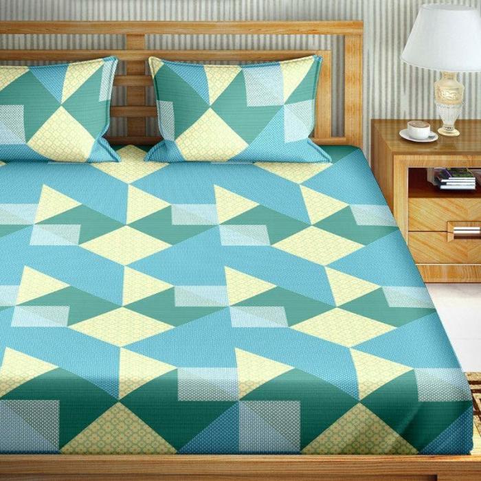 Ereny Abstract Bedsheet  |   Geometric Bedsheets Bedsheets Blue, Yellow