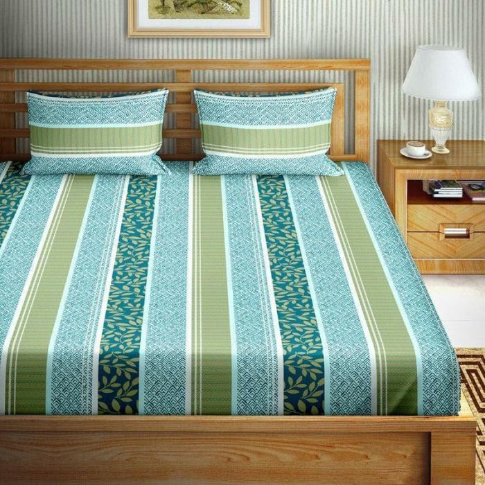 Erina Stripe Bedsheet  |   Geometric Bedsheets Bedsheets Blue, Green