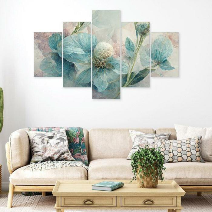 Ethereal Flora Wall Art – Set Of Five  |   Wall Art & Paintings Wall Art & Paintings Blue, White