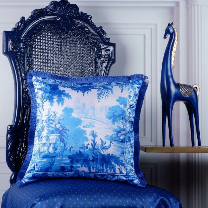 Ethereal Landscape Cushion Cover  |   Printed Cushions Cushion Covers Blue, White