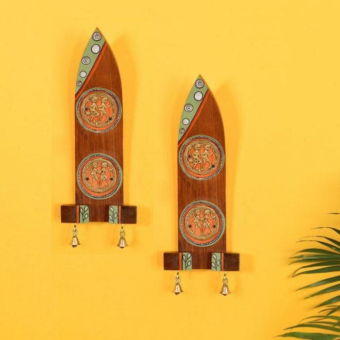 Ethnic Dhokra Boat Wall Accent – Set Of Two  |   Wall Accents Wall Accents Brown