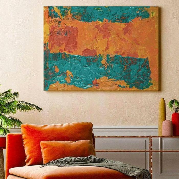 Fire In Abstract Painting  |   Wall Art & Paintings Wall Art & Paintings Blue, Orange