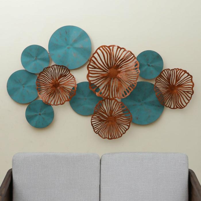 Floral Blooms Wall Decor  |   Wall Accents Wall Accents Blue, Bronze