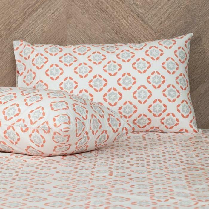 Floral Grid Ethnic Bedsheet  |   Geometric Bedsheets Bedsheets Geometric Bedsheets