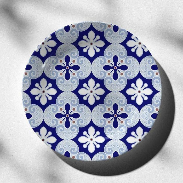 Floral Tile Pattern Wall Plate  |   Wall Plates Wall Decor Blue