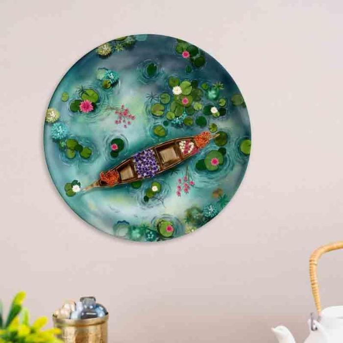 Flower Boat Decorative Plates  |   Wall Plates Wall Decor Blue, Green