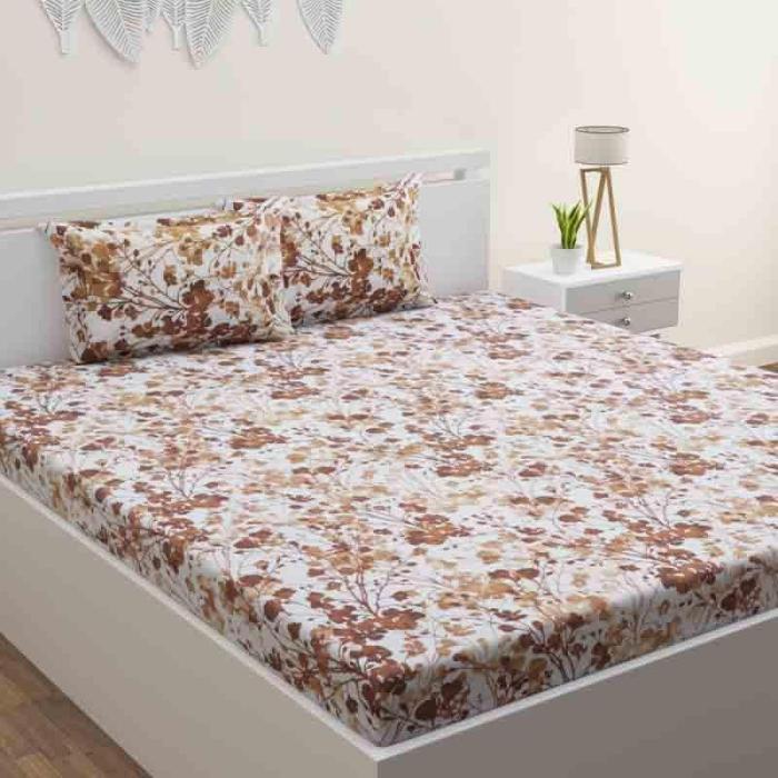 Flowery Fiesta Bedsheet  |   Floral Bedsheets Bedsheets Brown, White