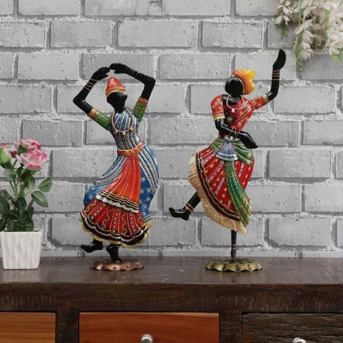 Folk Groove Showpiece – Set Of Two  |   Showpieces Showpieces Multicolor