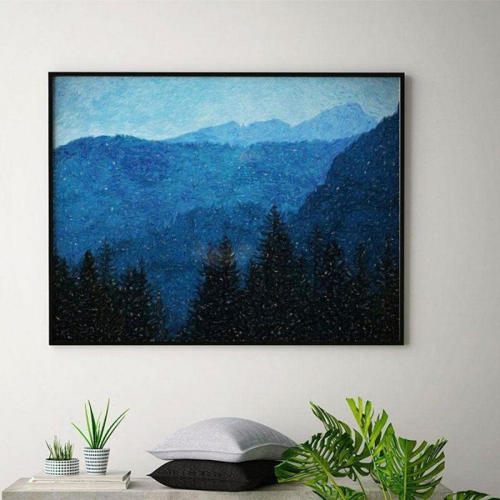 Forest Landscape & Fog Painting  |   Wall Art & Paintings Wall Art & Paintings Blue, Black