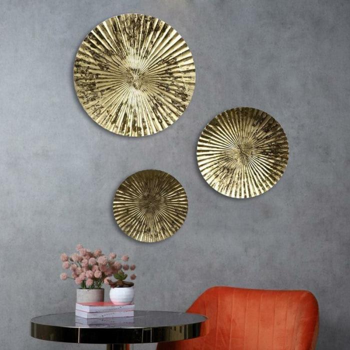 Frilla Wall Accent – Set Of Three  |   Wall Accents Wall Accents Gold