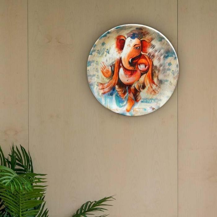 Gajanana Inspired Decorative Plate  |   Wall Plates Wall Decor Multicolor