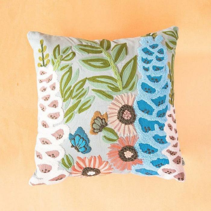 Garden Party Cushion Cover  |   Embroidered Cushions Cushion Covers Embroidered Cushions