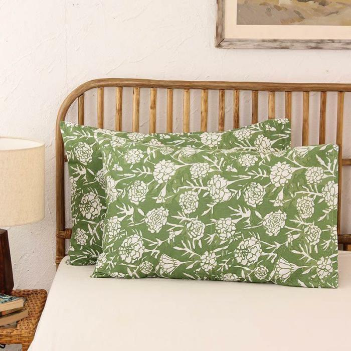 Genda Phool Pillow  |   Pillow & Bolsters Covers Bedding Green