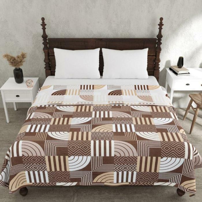 Geometric Gala Dohar  |   Dohars, Razai & Blankets Bedding Brown, White