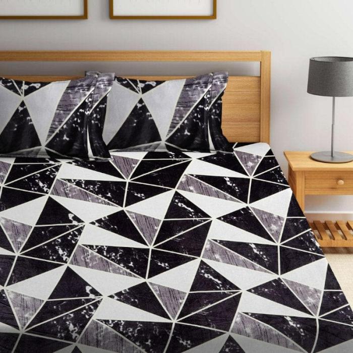 Geometric Gala Warm Bedsheet  |   Geometric Bedsheets Bedsheets Black, Grey, White