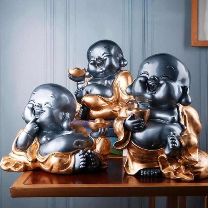 Giggling Buddha Joy Showpiece  |   Showpieces Showpieces Grey, Gold