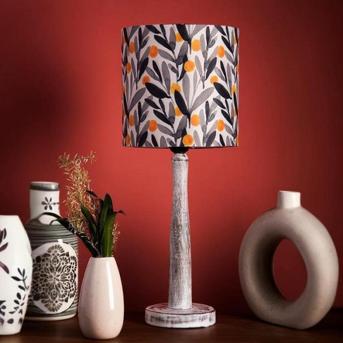 Glamour With Wooden Pillar Table Lamp  |   Table Lamps Lamps & Lighting Black, White