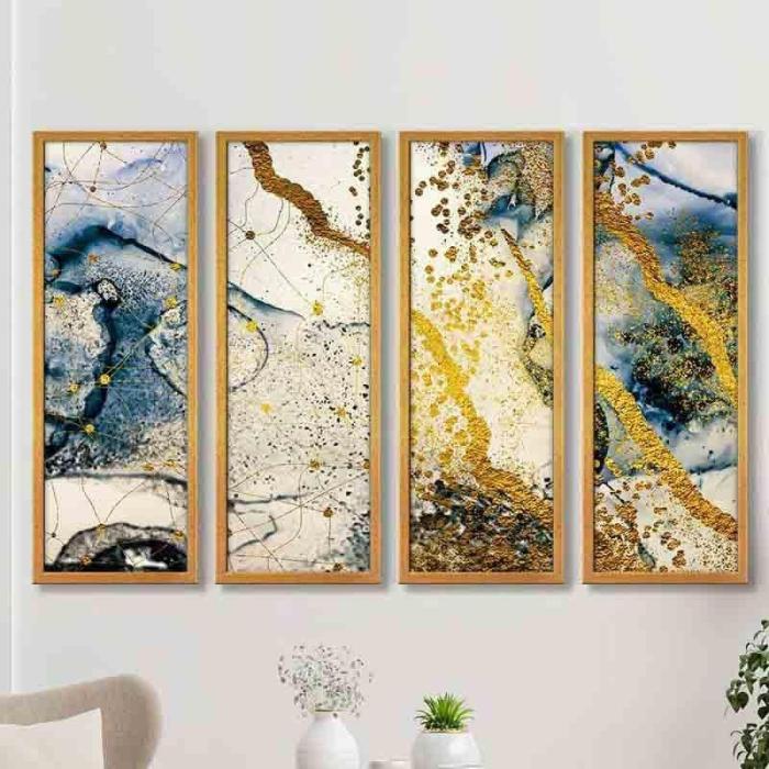 Glitter Way Wall Art – Set Of Four  |   Wall Art & Paintings Wall Art & Paintings Gold, Blue