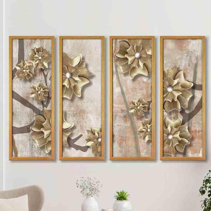 Gold Blooms Wall Art – Set Of Four  |   Wall Art & Paintings Wall Art & Paintings Brown, Gold