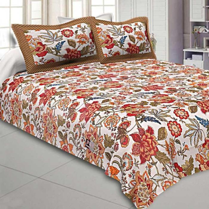 Gurbani Floral Bedsheet  |   Floral Bedsheets Bedsheets Brown, White