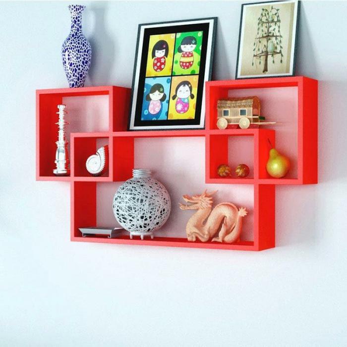 Harmonic Holders Wall Shelf – Set Of Three  |   Wall Shelves Wall Decor Red