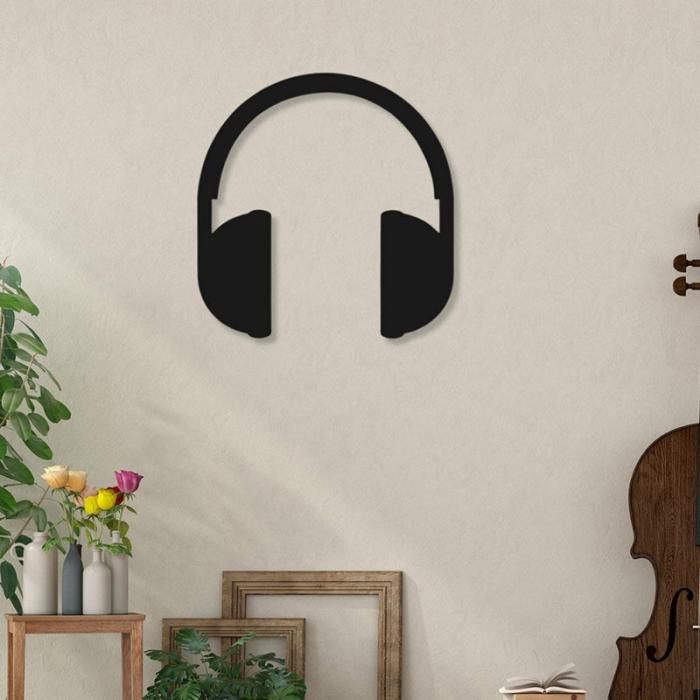 Headphones On Wall Art  |   Wall Accents Wall Accents Black