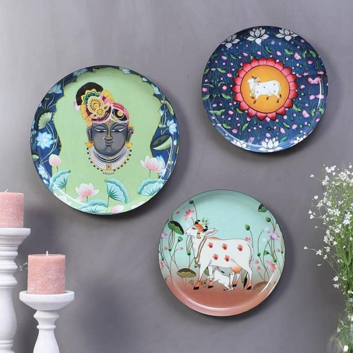 Holy Halo Wall Plate – Set Of Three  |   Wall Plates Wall Decor Multicolor