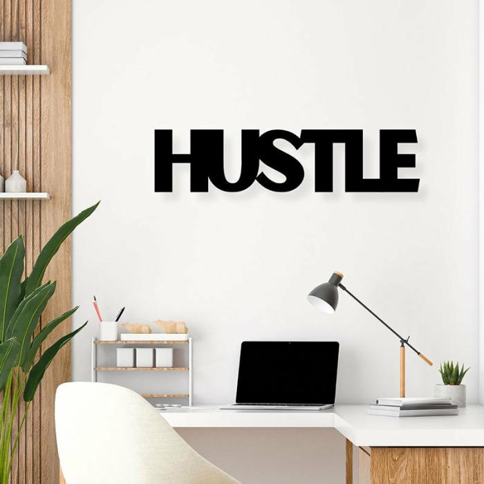 Hustle Typography Wall Art  |   Wall Accents Wall Accents Black