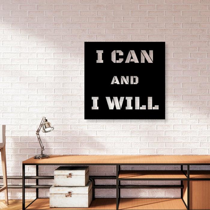 I Can And I Will Typography Wall Art  |   Wall Accents Wall Accents Black